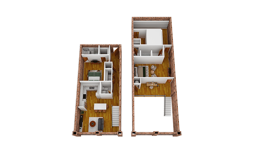 Boone - 2 bedroom floorplan layout with 2.5 bathrooms and 1527 square feet