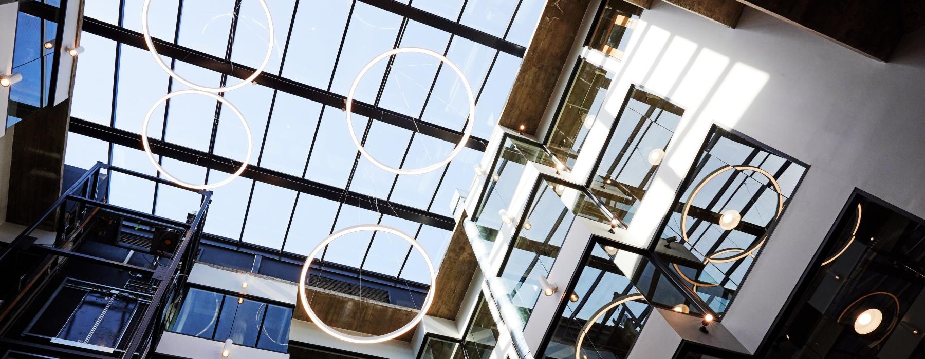 a building with a glass ceiling